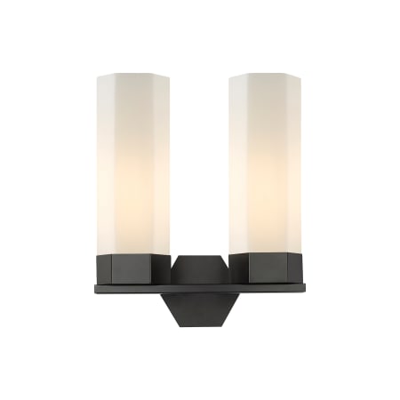 A large image of the Innovations Lighting 427-2W-17-14 Claverack Vanity Matte Black / Matte White