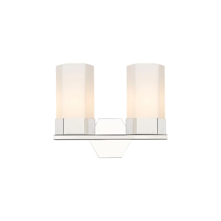 A large image of the Innovations Lighting 427-2W-12-14 Claverack Vanity Polished Nickel / Matte White