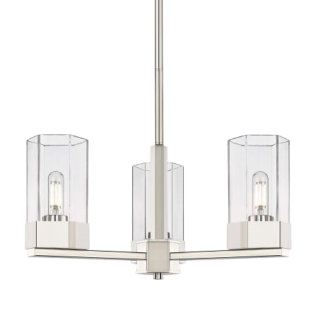 A large image of the Innovations Lighting 427-3CR-11-22 Claverack Pendant Polished Nickel / Clear