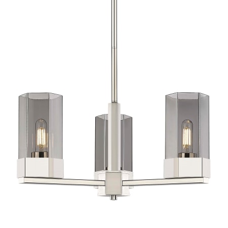 A large image of the Innovations Lighting 427-3CR-11-22 Claverack Pendant Polished Nickel / Plated Smoke