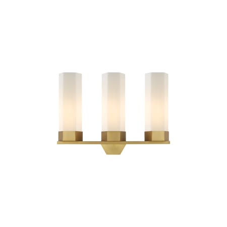 A large image of the Innovations Lighting 427-3W-17-23 Claverack Vanity Brushed Brass / Matte White