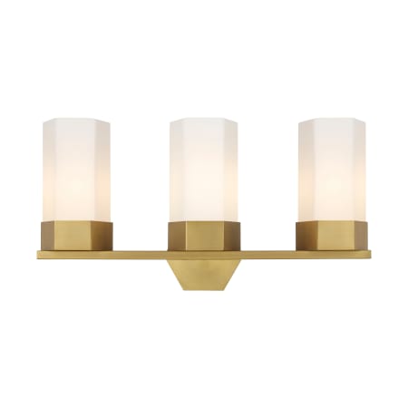 A large image of the Innovations Lighting 427-3W-12-23 Claverack Vanity Brushed Brass / Matte White