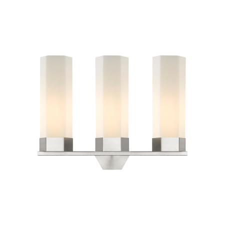 A large image of the Innovations Lighting 427-3W-17-23 Claverack Vanity Satin Nickel / Matte White