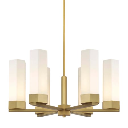 A large image of the Innovations Lighting 427-6CR-16-29 Claverack Chandelier Brushed Brass / Matte White