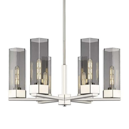 A large image of the Innovations Lighting 427-6CR-16-29 Claverack Chandelier Polished Nickel / Plated Smoke