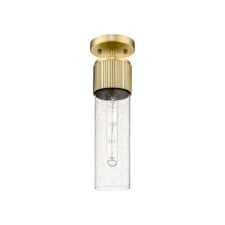 A large image of the Innovations Lighting 428-1F-16-4 Bolivar Flush Brushed Brass / Seedy