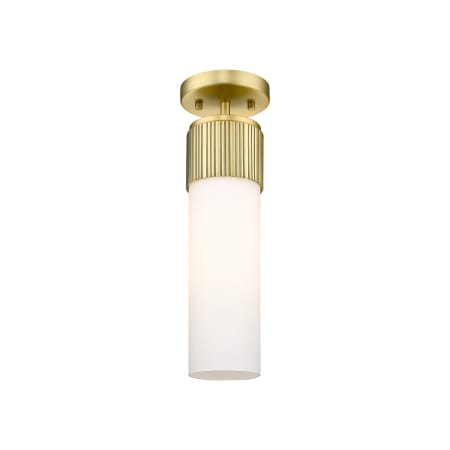 A large image of the Innovations Lighting 428-1F-16-4 Bolivar Flush Brushed Brass / Matte White