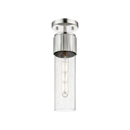 A large image of the Innovations Lighting 428-1F-16-4 Bolivar Flush Polished Nickel / Seedy