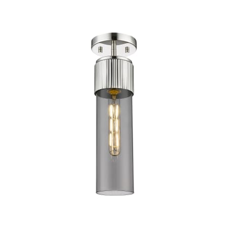 A large image of the Innovations Lighting 428-1F-16-4 Bolivar Flush Polished Nickel / Plated Smoke