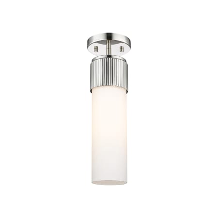 A large image of the Innovations Lighting 428-1F-16-4 Bolivar Flush Polished Nickel / Matte White