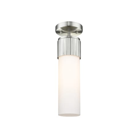 A large image of the Innovations Lighting 428-1F-16-4 Bolivar Flush Satin Nickel / Matte White