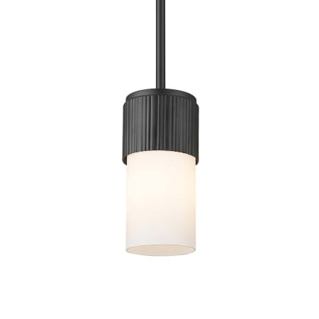 A large image of the Innovations Lighting 428-1S-7-4 Bolivar Pendant Matte Black / Matte White