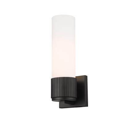 A large image of the Innovations Lighting 428-1W-13-5 Bolivar Sconce Matte Black / Matte White