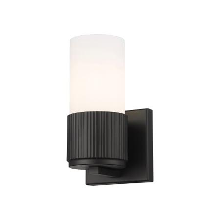 A large image of the Innovations Lighting 428-1W-7-5 Bolivar Sconce Matte Black / Matte White