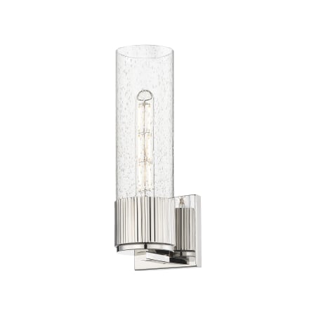 A large image of the Innovations Lighting 428-1W-13-5 Bolivar Sconce Polished Nickel / Seedy