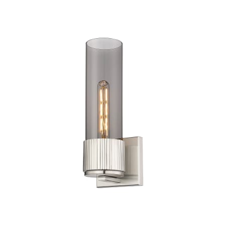 A large image of the Innovations Lighting 428-1W-13-5 Bolivar Sconce Polished Nickel / Plated Smoke