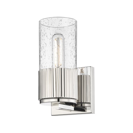 A large image of the Innovations Lighting 428-1W-7-5 Bolivar Sconce Polished Nickel / Seedy