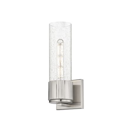 A large image of the Innovations Lighting 428-1W-13-5 Bolivar Sconce Satin Nickel / Seedy