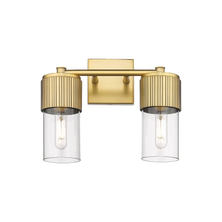 A large image of the Innovations Lighting 428-2W-10-14 Bolivar Vanity Brushed Brass / Clear