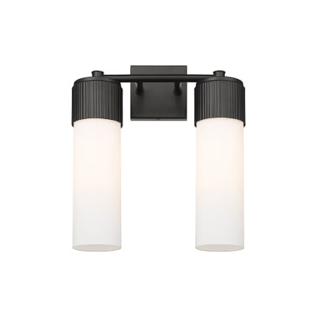 A large image of the Innovations Lighting 428-2W-16-14 Bolivar Vanity Matte Black / Matte White