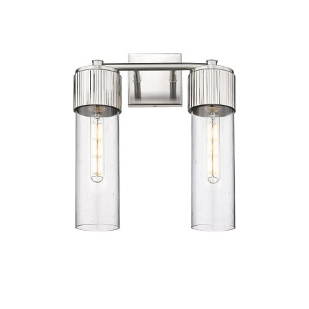 A large image of the Innovations Lighting 428-2W-16-14 Bolivar Vanity Satin Nickel / Seedy