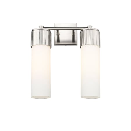 A large image of the Innovations Lighting 428-2W-16-14 Bolivar Vanity Satin Nickel / Matte White