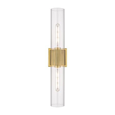 A large image of the Innovations Lighting 428-2WL-28-4 Bolivar Vanity Brushed Brass / Clear