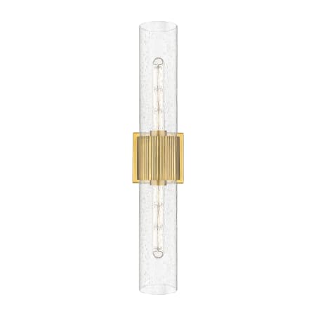 A large image of the Innovations Lighting 428-2WL-28-4 Bolivar Vanity Brushed Brass / Seedy