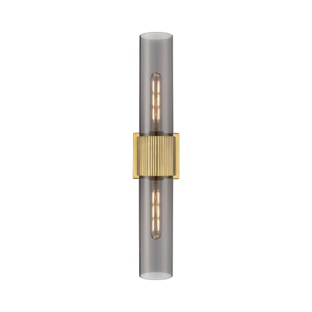 A large image of the Innovations Lighting 428-2WL-28-4 Bolivar Vanity Brushed Brass / Plated Smoke