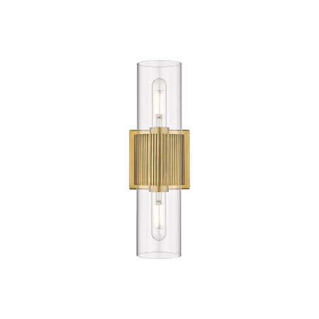 A large image of the Innovations Lighting 428-2WL-15-4 Bolivar Vanity Brushed Brass / Clear