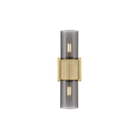 A large image of the Innovations Lighting 428-2WL-15-4 Bolivar Vanity Brushed Brass / Plated Smoke