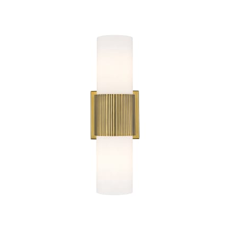 A large image of the Innovations Lighting 428-2WL-15-4 Bolivar Vanity Brushed Brass / Matte White