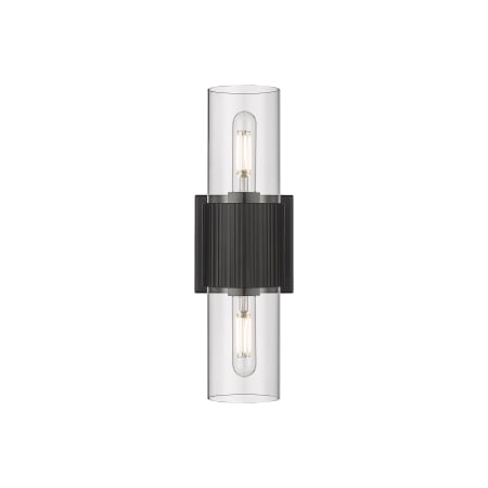 A large image of the Innovations Lighting 428-2WL-15-4 Bolivar Vanity Matte Black / Clear