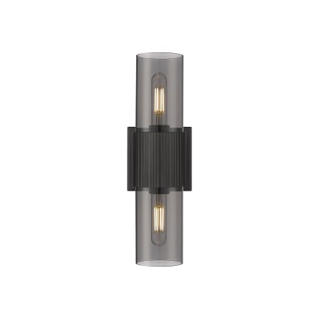 A large image of the Innovations Lighting 428-2WL-15-4 Bolivar Vanity Matte Black / Plated Smoke