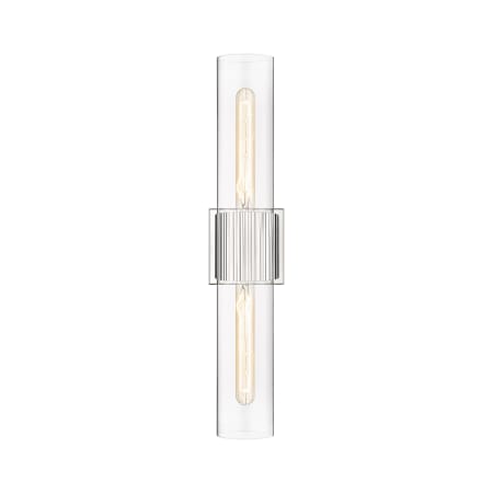 A large image of the Innovations Lighting 428-2WL-28-4 Bolivar Vanity Polished Nickel / Clear