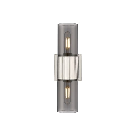 A large image of the Innovations Lighting 428-2WL-15-4 Bolivar Vanity Polished Nickel / Plated Smoke