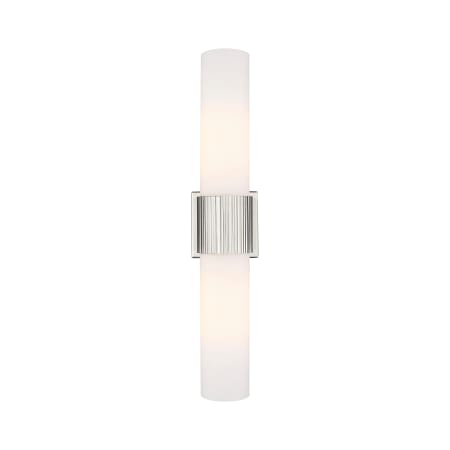 A large image of the Innovations Lighting 428-2WL-28-4 Bolivar Vanity Satin Nickel / Matte White