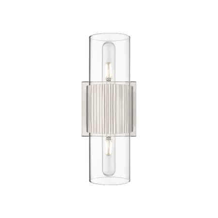 A large image of the Innovations Lighting 428-2WL-15-4 Bolivar Vanity Satin Nickel / Clear