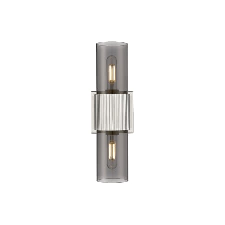 A large image of the Innovations Lighting 428-2WL-15-4 Bolivar Vanity Satin Nickel / Plated Smoke