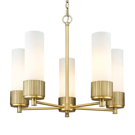 A large image of the Innovations Lighting 428-5CR-12-25 Bolivar Chandelier Brushed Brass / Matte White