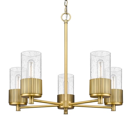 A large image of the Innovations Lighting 428-5CR-7-25 Bolivar Chandelier Brushed Brass / Seedy