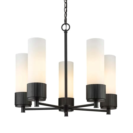 A large image of the Innovations Lighting 428-5CR-12-25 Bolivar Chandelier Matte Black / Matte White