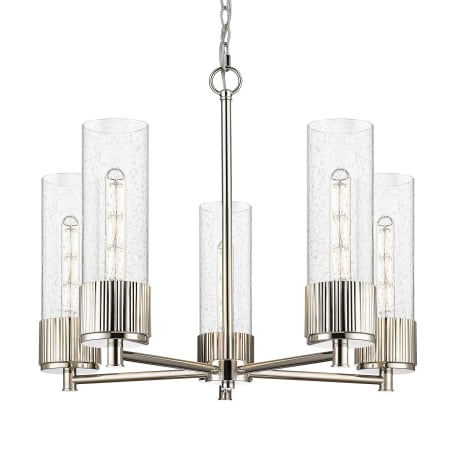 A large image of the Innovations Lighting 428-5CR-12-25 Bolivar Chandelier Polished Nickel / Seedy