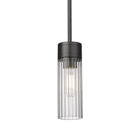 A large image of the Innovations Lighting 429-1S-10-3 Empire Pendant Matte Black / Clear