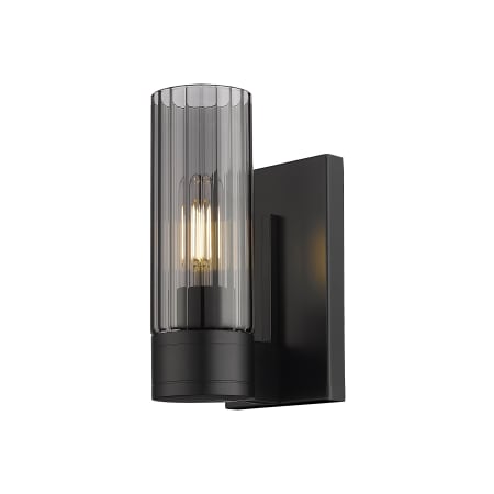 A large image of the Innovations Lighting 429-1W-10-3 Empire Sconce Matte Black / Plated Smoke