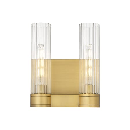 A large image of the Innovations Lighting 429-2W-13-11 Empire Sconce Brushed Brass / Clear