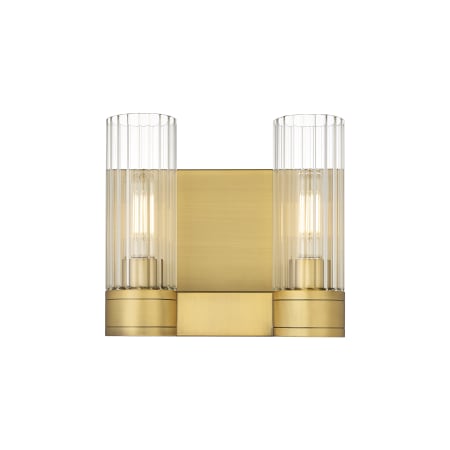 A large image of the Innovations Lighting 429-2W-10-11 Empire Sconce Brushed Brass / Clear