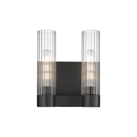 A large image of the Innovations Lighting 429-2W-13-11 Empire Sconce Matte Black / Clear