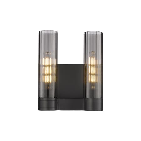 A large image of the Innovations Lighting 429-2W-13-11 Empire Sconce Matte Black / Plated Smoke