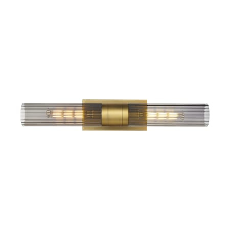 A large image of the Innovations Lighting 429-2WL-3-25 Empire Vanity Brushed Brass / Plated Smoke